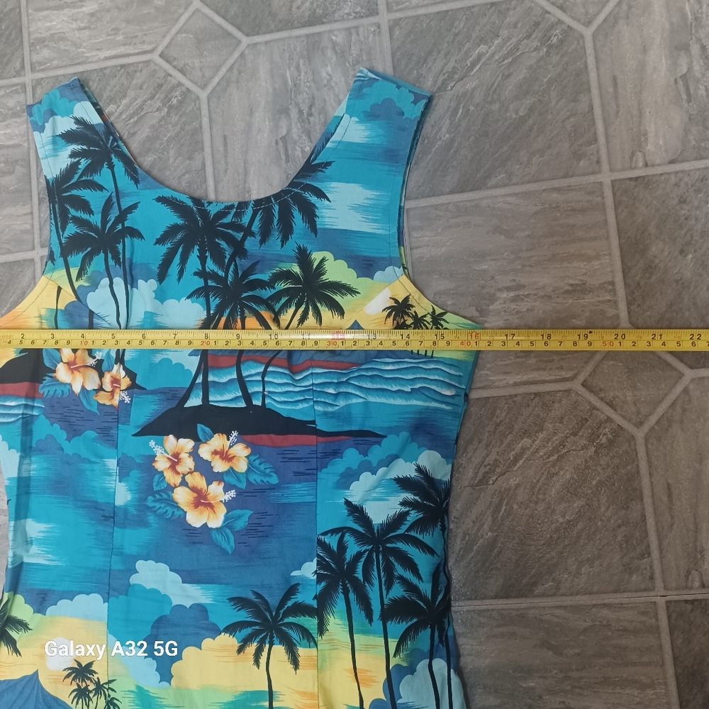 Vintage Aloha Republic SZ M Tropical Blue Sleeveless Dress Made Hawaii Summer - Picture 11 of 15